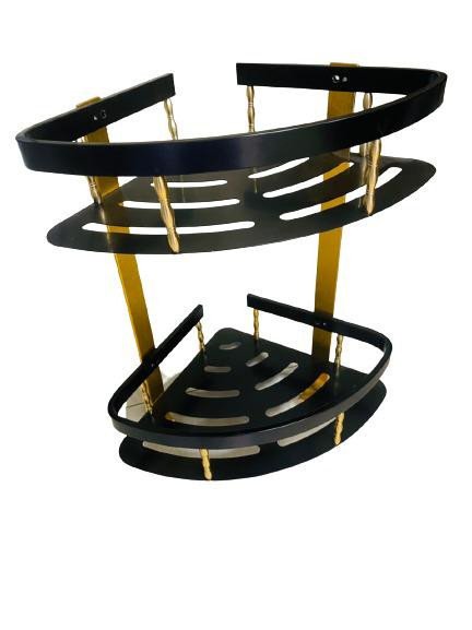 CORNER SHELF 2 STAGE ALUMINIUM GOLDEN BLACK