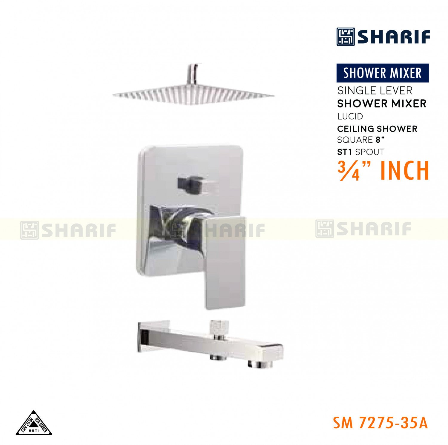 ¾” SHOWER MIXER FULL SET SHARIF-LUCID-7303-13A