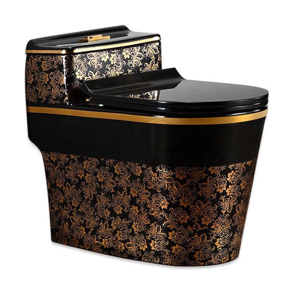 5516GB LUXURY CERAMIC HIGH COMMODE BLACK GOLDEN