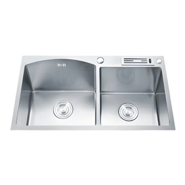 8245-SP 32x18x9 INCH HIGH QUALITY STAINLESS STEEL HANDMADE DOUBLE BOWL SINK