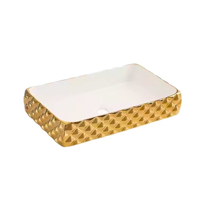 518G-Diamond New colorful Golden Decorative Counter Top Basin