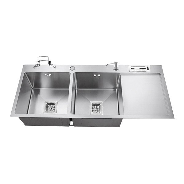 12050-A 47"X20"9'' INCH KITCHEN SINK HANDMADE PREMIUM DOUBLE BOWL SINGLE TRAY