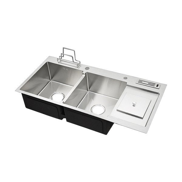 12050-B 47"X20"9'' INCH KITCHEN HANDMADE SINK PREMIUM QUALITY DOUBLE BOWL SINGLE TRAY