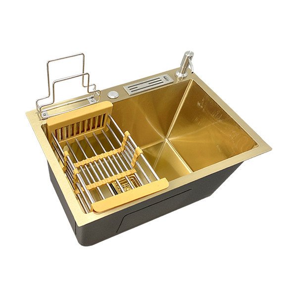 6045-GOLD 24x18x9 INCH HIGH QUALITY MODERN STAINLESS STEEL HANDMADE BOWL SINK