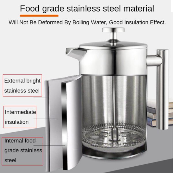 1000mDouble Stainless Steel 304 Pressure Pot American Coffee Pot price in Bangladesh
