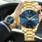 OLEVS Fashion Watch For Men Blue Golden With Stainless Steel