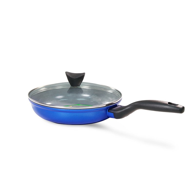 H&H Ceramic Coated Non-Stick Fry pan 24cm With lid black-blue