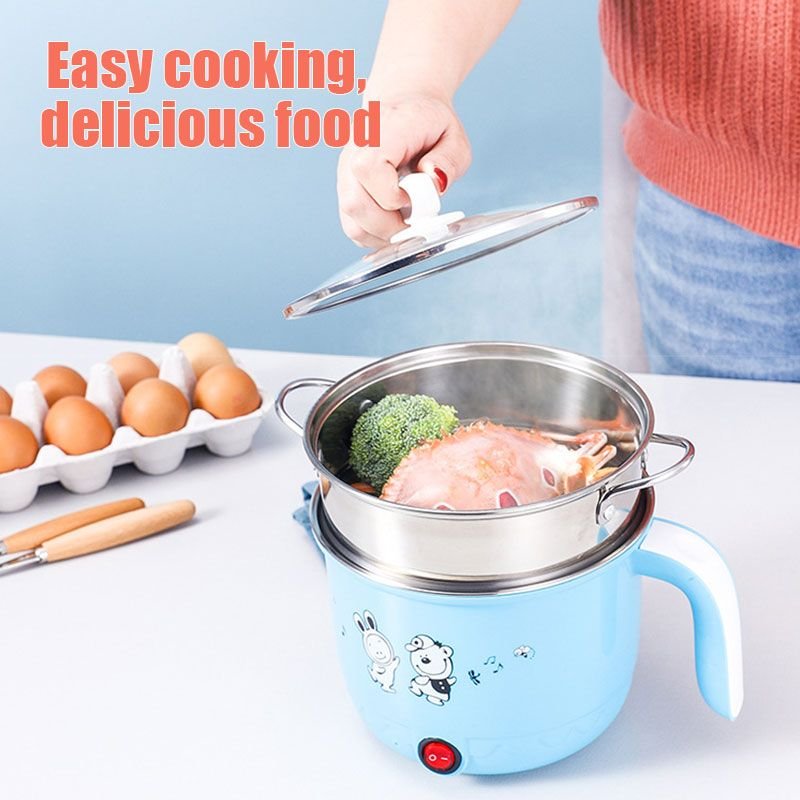 Multifunctional Electric Mini Pot Cooker 1.8L Stainless Steel Steamer Noodles Soup Maker Hot Pot