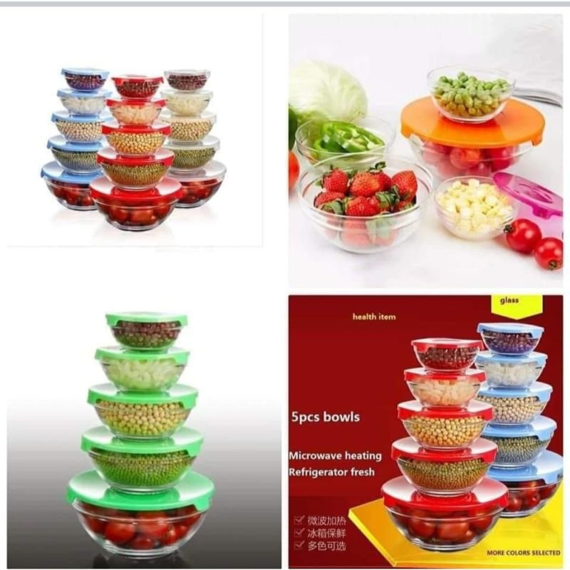 5pcs set glass Bowl with Lid