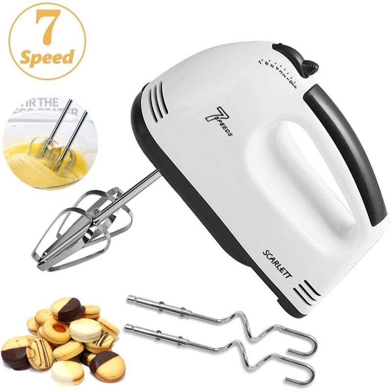 Scarlett Electrical Hand Mixer Egg Beater Ice-cream Beater Cake Beater with 2 Stainless Steel Beaters 2 Dough Hooks