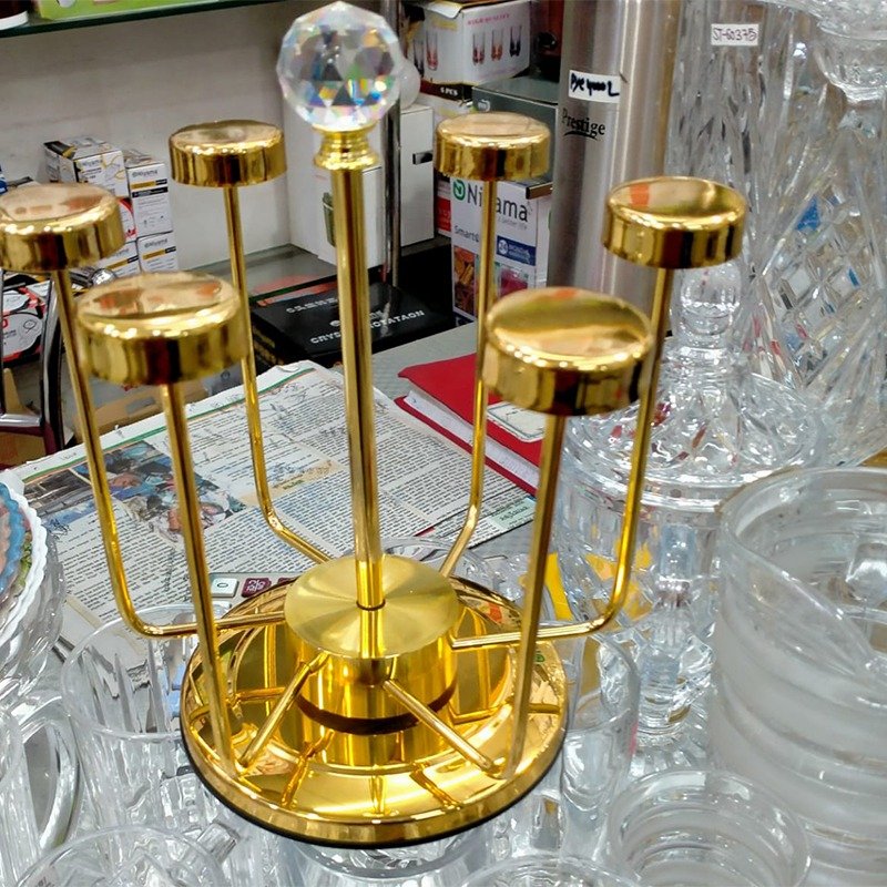 Stainless Steel Glass Stand Golden