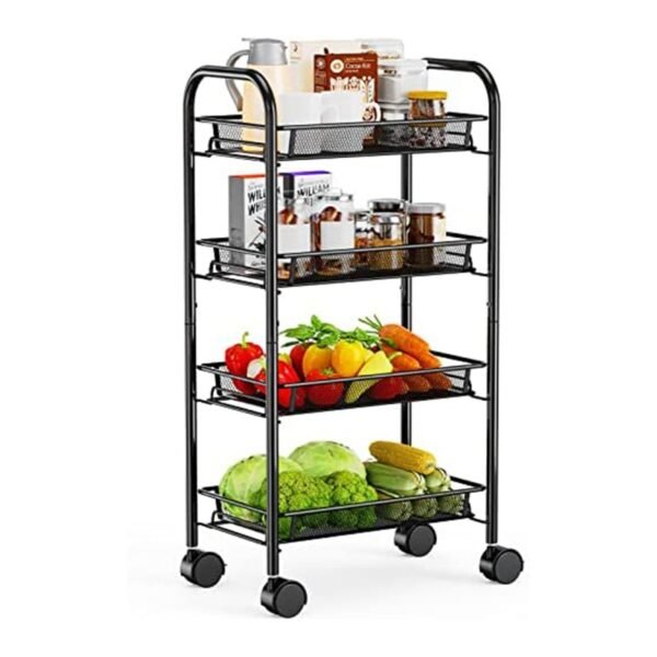 4 Tier BLAck cks Stainless Shelf Kitchen Storage Organizer Stand Holder - Three floors