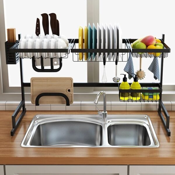 Black 85cm Kitchen Shelf Organizer