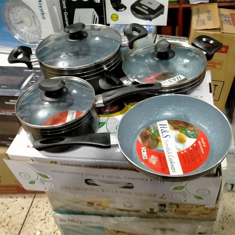 H@S Omega Granite Induction Bottom Cookware Set – 7 Piecess