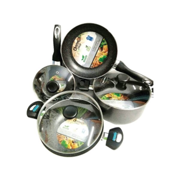 Disnie Marble Induction Bottom Non Stick Cooking Set-7 Pcs - Black