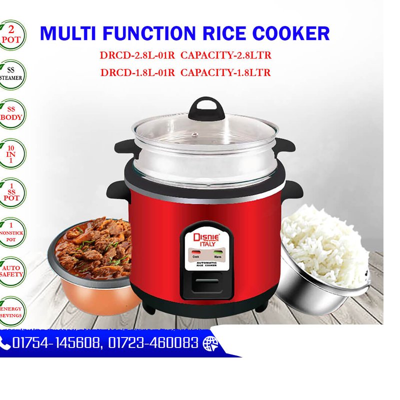 Disnie Automatic Multifunction Double Pot Rice Cooker- 1.8 Ltr – DRCD-1.8L-01R