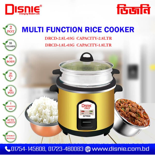 Disnie Automatic Multifunction Double Pot Rice Cooker- 1.8 Ltr - DRCD-1.8L-03O