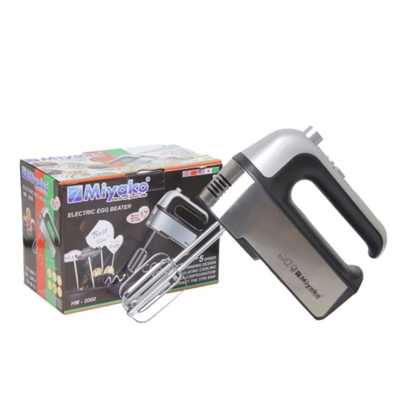 Miyako Electric Egg Beater and Hand Mixer HM 2000- Black & Silver