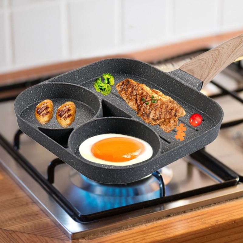 3 In 1 Frying Pan Multipurpose Burger Pan Non-Stick Crepe Pan Stone Pan Suitable for Gas Stove & Induction Cooker