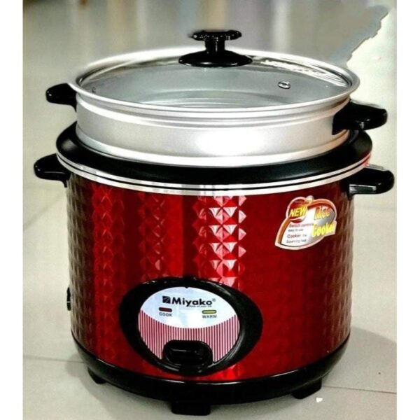 MIyako 2.8 Liter 3 IN 1 Automatic Rice Cooker - Double Pot Non Stick with Glass Lid 2.8-RED