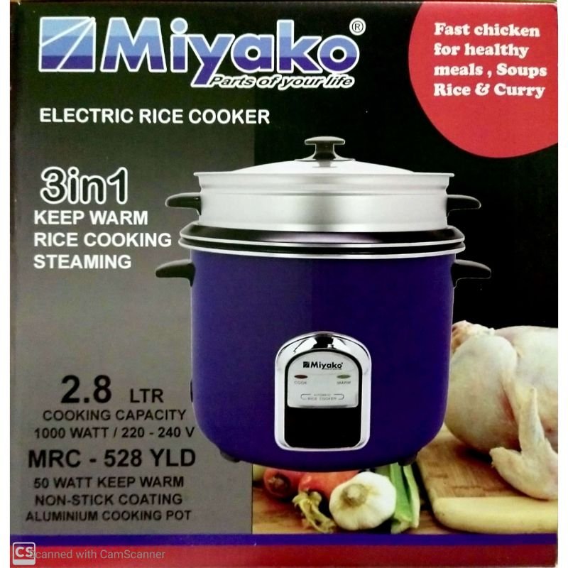 Miyako 2.8 Liter 3 In 1 Automatic Rice Cooker (Non-Stick 2-Pot) Mrc-528Yld