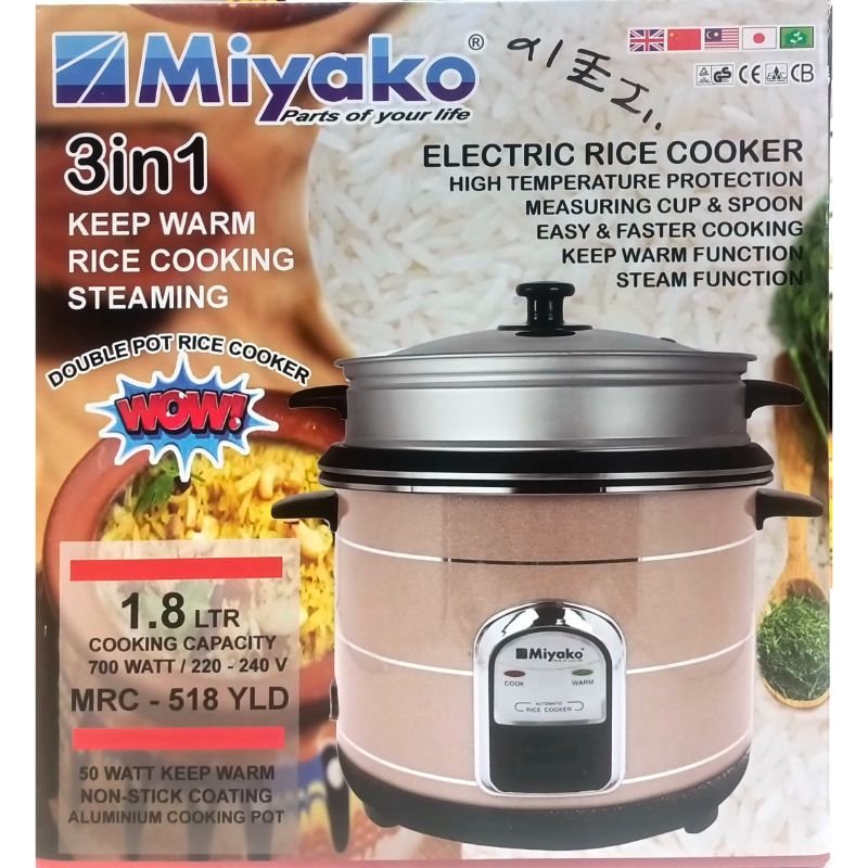 Miyako 1.8 LTR Double Pot Rice Cooker MRC-518YLD