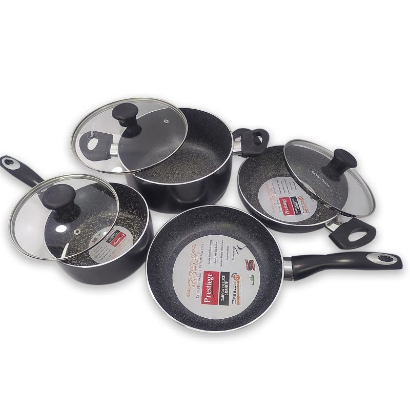 Prestige Omega Granite Induction Bottom Cookware Set – 7 Piecess