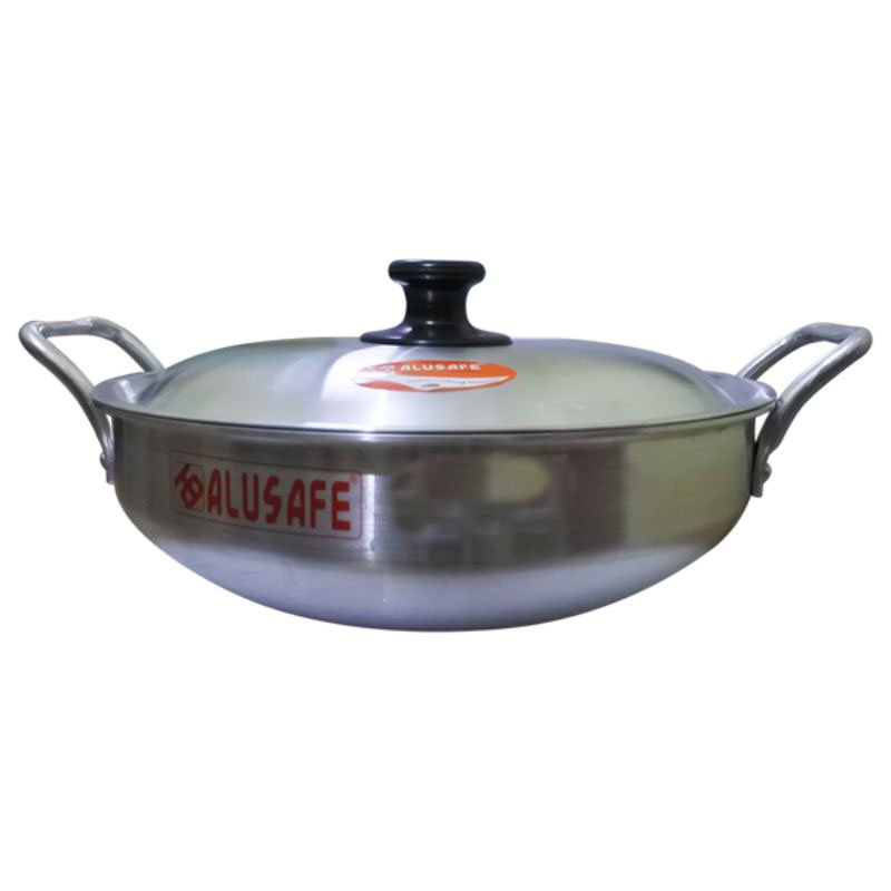 Alusafe Aluminium Oval wokpan with lid 24 cm ( 750 G appx) ASOP-6203