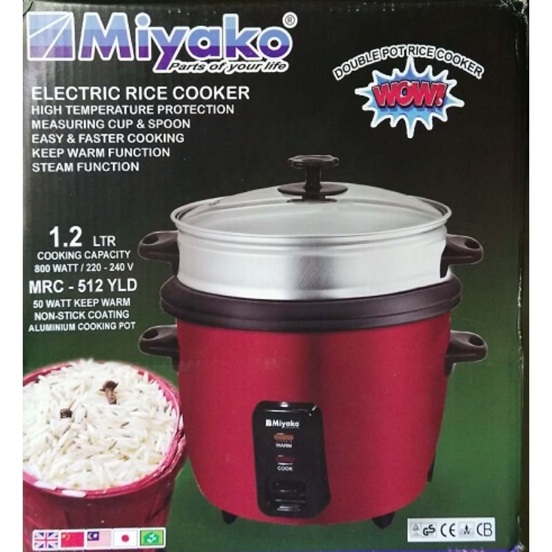 Miyako 1.2 Ltr Double Pot Rice Cooker MRC-512YLD