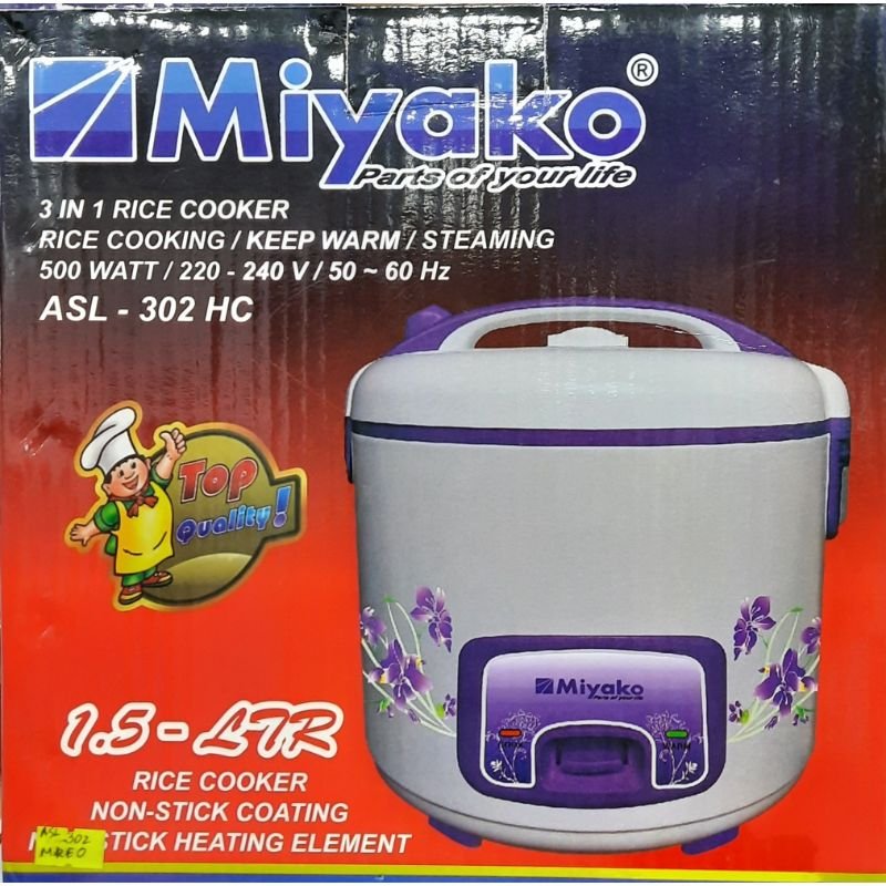 Miyako 3 in 1 Rice Cooker, 1.5 Liter ASL-302 HC, 500 Watt