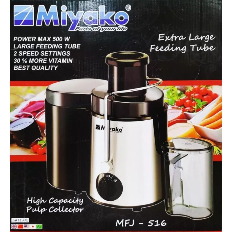 MIYAKO STAINLESS STEEL BLADE JUICE EXTRACTOR GRAY MODEL: MFJ-516 � CAPACITY: 500 WATT