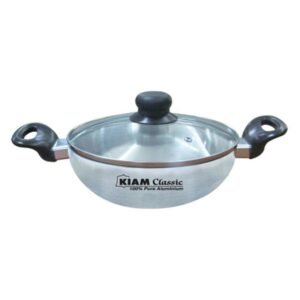 Kiam Premium Luxury Korai With Glass Lid 30 Cm Classic Pure Aluminium Cookware With Glass Lid