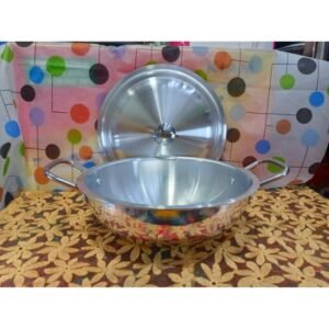 Kiam Premium Luxury Korai With Lid 26 Cm Classic Pure Aluminium Cookware With Aluminium Lid