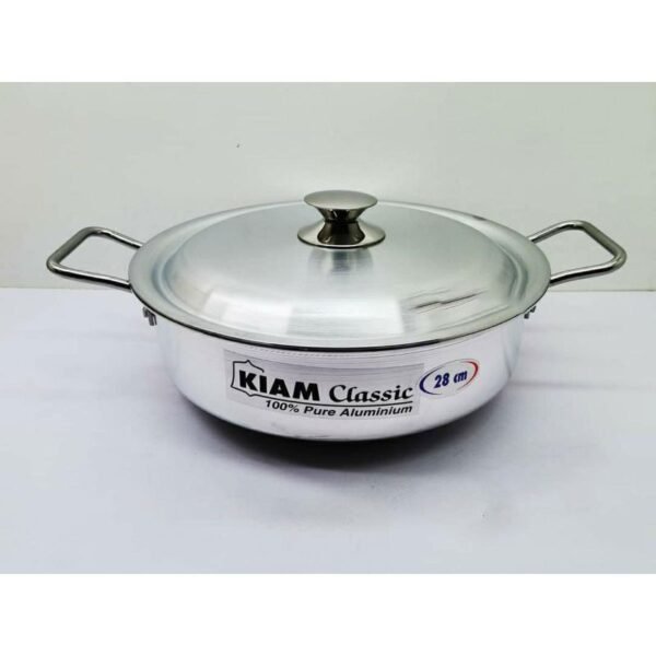 Kiam Premium Luxury Wok Pan 28 Cm Classic Pure Aluminium Cookware With Aluminium Lid