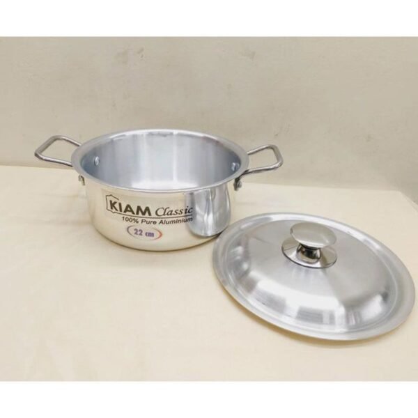 Kiam Premium Luxury Stock Pot 22 Cm Classic Pure Aluminium Cookware With Aluminium Lid