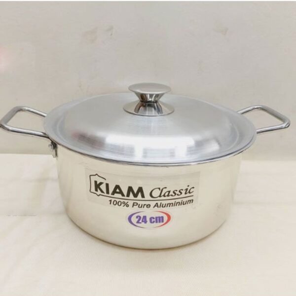 Kiam Premium Luxury Stock Pot 24 Cm Classic Pure Aluminium Cookware With Aluminium Lid