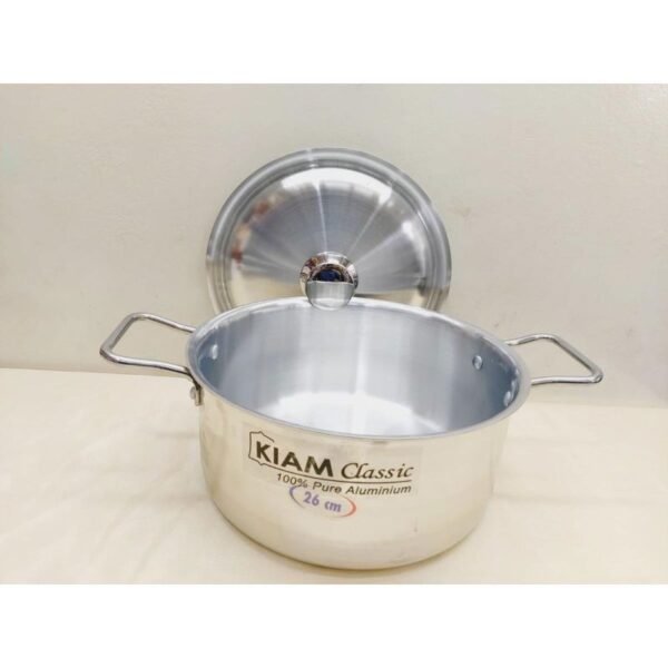 Kiam Premium Luxury Stock Pot 26 Cm Classic Pure Aluminium Cookware With Aluminium Lid