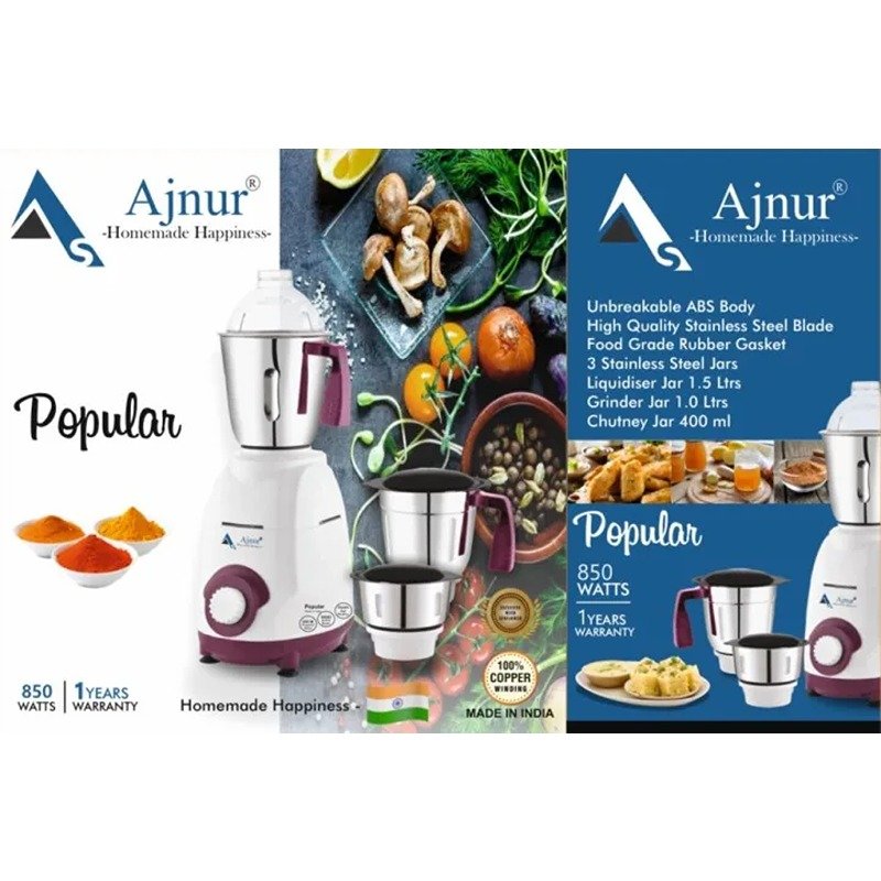 850 Watts Ajnur Popular Blender Plus Mixer Grinder