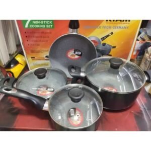 Kiam Non Stick 7 Pcs Cookware Set Marble Coating Layers For Superior Release -Marbel Coated.