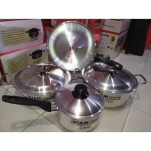 Kiam 7 Pcs Cookware Set Pure Aluminium -1Pcs Casserol 24-cm,1Pcs Fry pan 24-cm,1Pcs Karai 24-cm,1Pcs Milk pan 18-cm,With 3Pcs Lid.