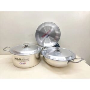 Kiam 5 pcs Family Pack Cookware Set Pure Aluminium. Casserole Stock Pot, Korai, Fry Pan & Lid Set.