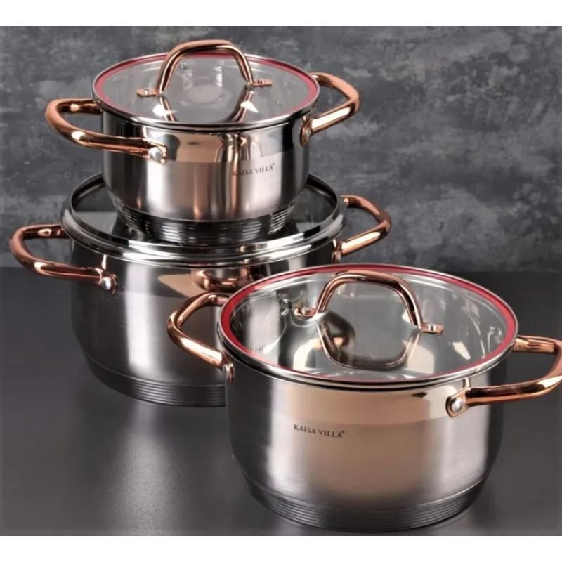 Kaisa villa 6 Pcs cookware set 9 Layers bottom 24cm 26cm 28cm