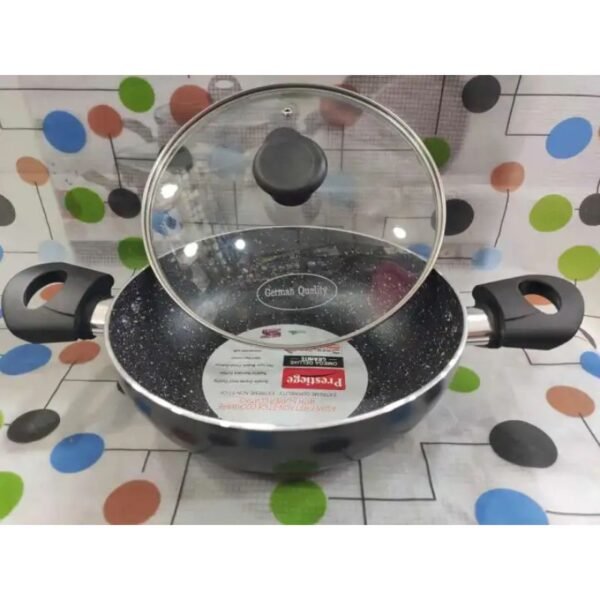 Prestiege 24cm Marble Coating Omega Deluxe Non Stick Cookware Korai With Lid,(S)Induction Use Cookware Casserol.