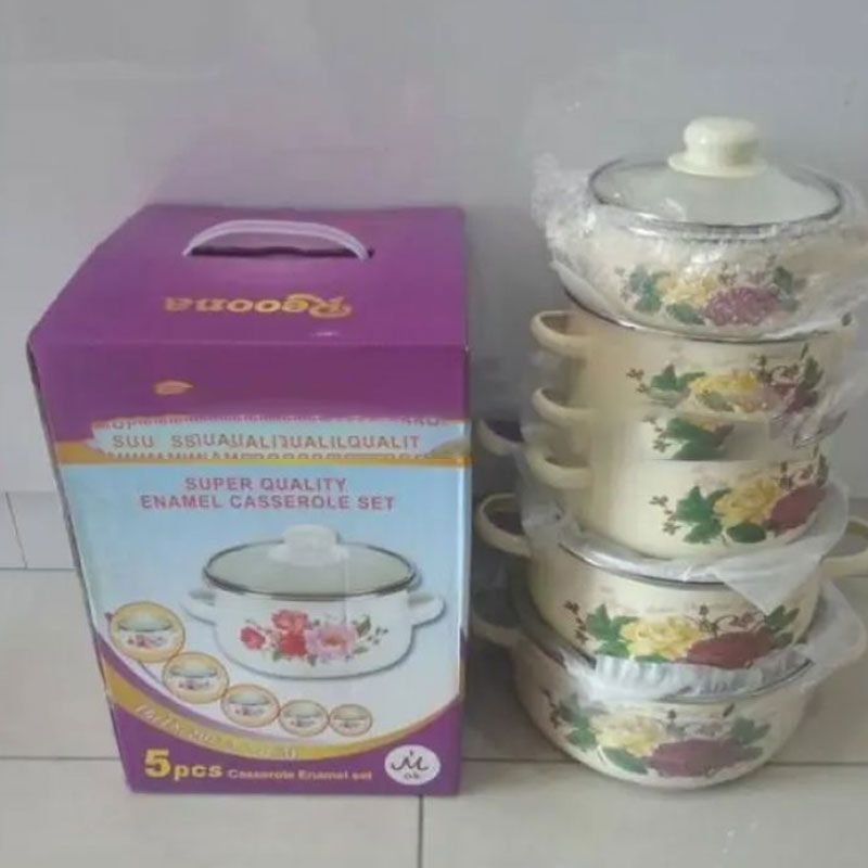 REONA 5pcs enamel casserole pot set ( 3.8KG)