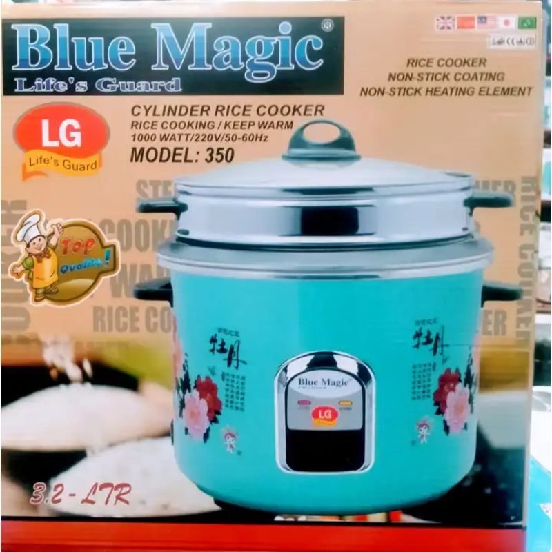 LG Double Pot Non Stick Rice Cooker 3.2 Liter With Glass Lid 3 In 1 Keep Warm, Rice Cooking & Steaming