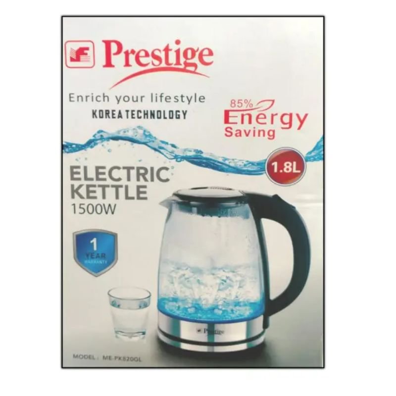 Prestige Electric glass Kettle for water hitting and hot water, tea – 1.8 Litter Crystal Glass Electric Kettle 1.8 Litre With Led Illumination.