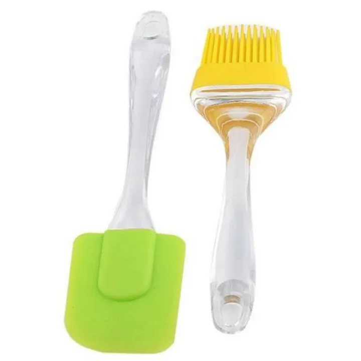 2Pcs Oil Brush & Spatula Set Multicolor