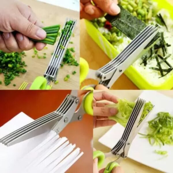 5 Blade Vegetable Scissor,Functional Stainless Steel Kitchen Knives 5 Layers Scissors For Kitchen