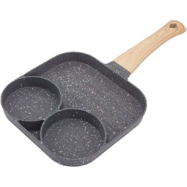 Fried Egg Pan, Non-Stick Heat Resistant Egg Pan With Lid Non-Stick 3 Holes Aluminium Alloy