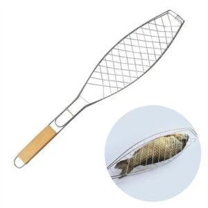 Kitchen Non-stick BBQ Portable Fish Clip BBQ Grill Basket Stainless Steel BBQ Fish Clip Net Outdoor Camping Tools